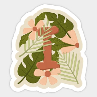 I letter floral Sticker